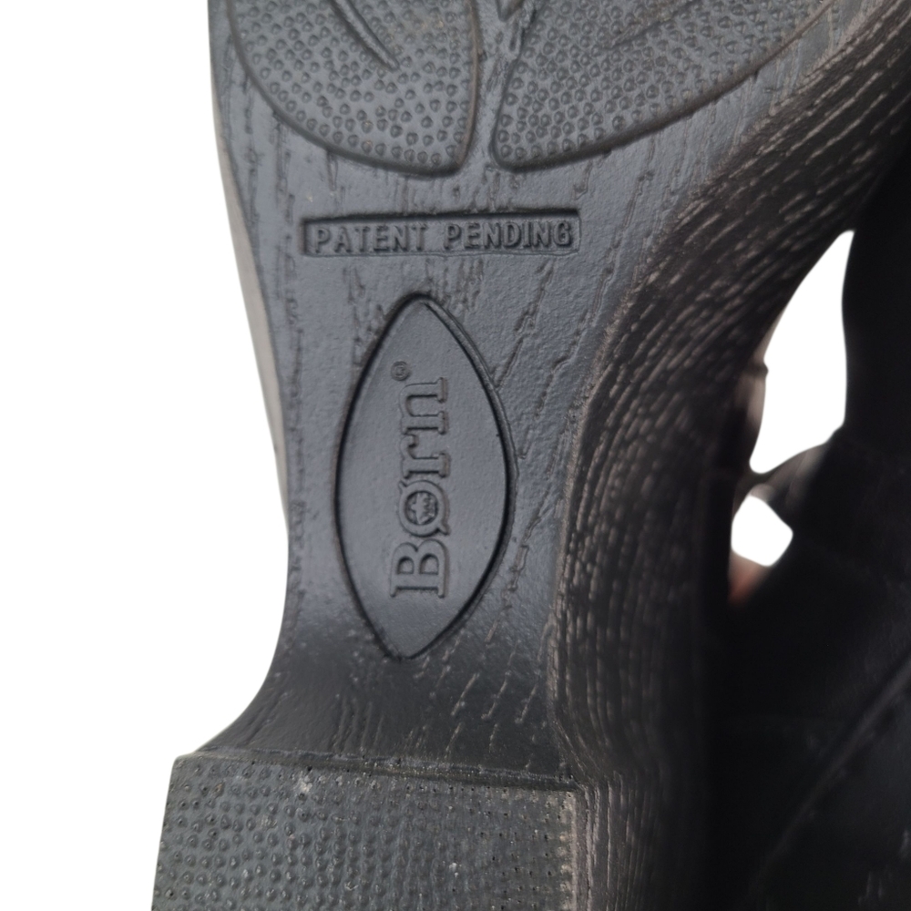 Born Black Leather Mary Jane Cross Strap Wedges Women's Size 7.5 - Picture 14 of 14